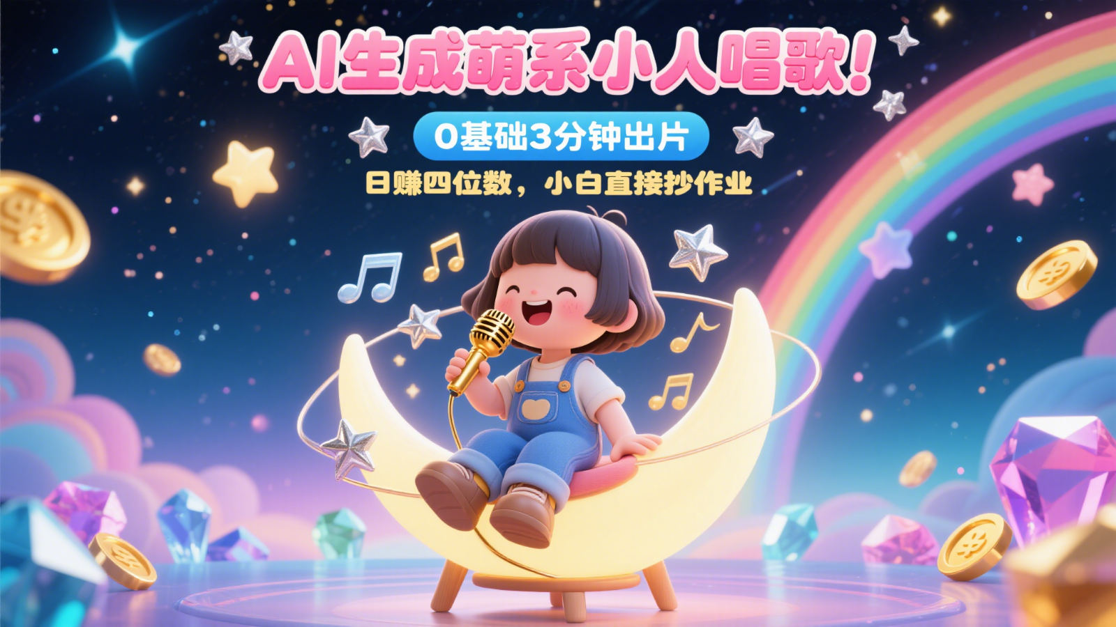 AI生成萌系小人唱歌！0基础3分钟出片，28个作品涨粉9万，日赚四位数，小白直接抄作业 - 卡易购-数字权益卡券营销自助平台-卡易购-数字权益卡券营销自助平台