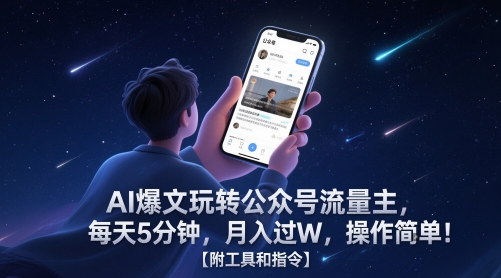 AI爆文玩转公众号流量主，每天5分钟，月入过W，操作简单！【附工具和指令】 - 卡易购-数字权益卡券营销自助平台-卡易购-数字权益卡券营销自助平台