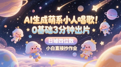 AI生成萌系小人唱歌，0基础3分钟出片，28个作品涨粉8.9W，单条最高19W赞，日入四位数，小白直接抄作业 - 卡易购-数字权益卡券营销自助平台-卡易购-数字权益卡券营销自助平台