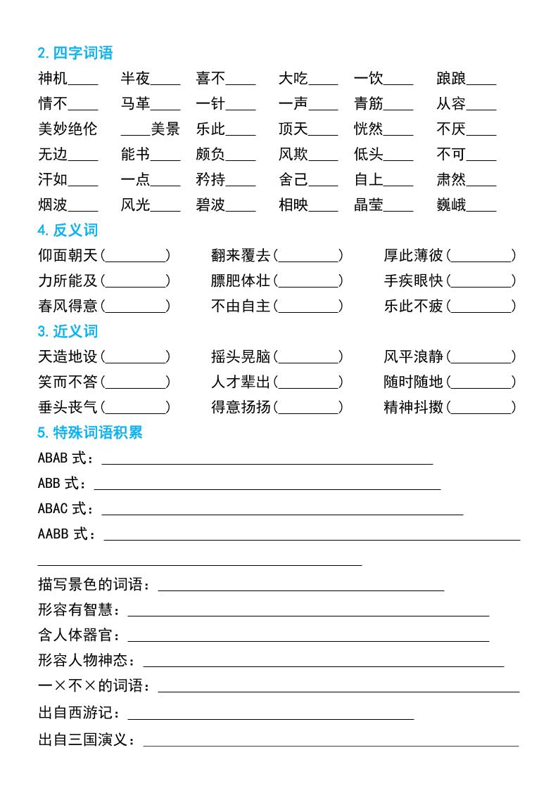 五年级下册语文期末复习必练考点专项练习插图1