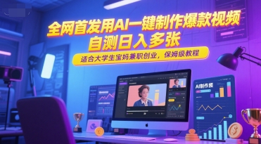 全网首发用AI一键制作爆款视频，自测日入多张，适合大学生宝妈兼职创业，保姆级教程 - 卡易购-数字权益卡券营销自助平台-卡易购-数字权益卡券营销自助平台