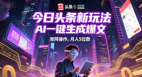 今日头条新玩法，AI一键生成爆文，矩阵操作，月入5位数 - 卡易购-数字权益卡券营销自助平台-卡易购-数字权益卡券营销自助平台