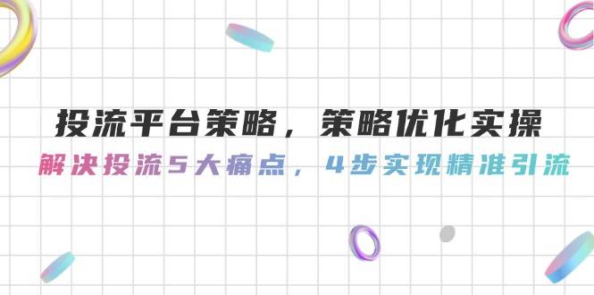 投流平台策略，策略优化实操，解决投流5大痛点，4步实现精准引流 - 卡易购-数字权益卡券营销自助平台-卡易购-数字权益卡券营销自助平台