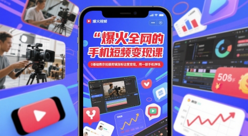 爆火全网的手机短视频变现课，0基础教你拍摄剪辑涨粉运营变现，用一部手机挣钱 - 卡易购-数字权益卡券营销自助平台-卡易购-数字权益卡券营销自助平台
