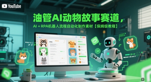 油管AI动物故事赛道，AI+RPA机器人流程自动化制作素材【保姆级教程】 - 卡易购-数字权益卡券营销自助平台-卡易购-数字权益卡券营销自助平台