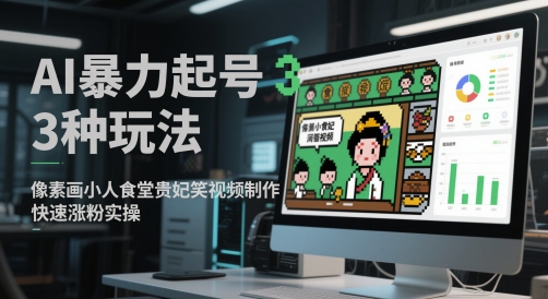 AI暴力起号3种玩法，像素画小人食堂贵妃搞笑视频制作，快速涨粉实操 - 卡易购-数字权益卡券营销自助平台-卡易购-数字权益卡券营销自助平台