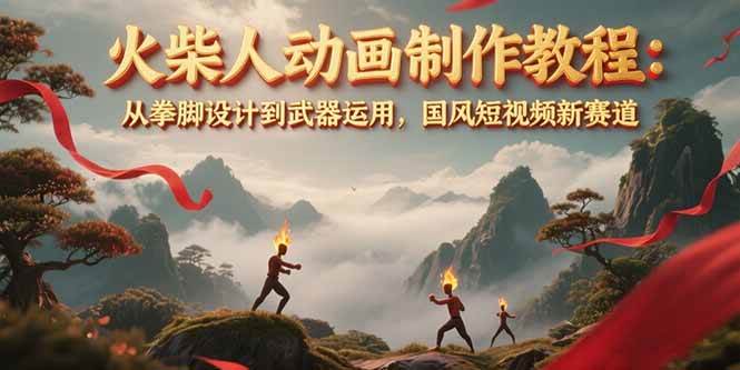 火柴人动画制作教程：从拳脚设计到武器运用，国风短视频新赛道 - 卡易购-数字权益卡券营销自助平台-卡易购-数字权益卡券营销自助平台