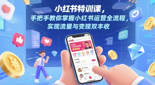 小红书特训课，手把手教你掌握小红书运营全流程，实现流量与变现双丰收 - 卡易购-数字权益卡券营销自助平台-卡易购-数字权益卡券营销自助平台