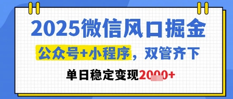 2025微信风口掘金，公众号+小程序双管齐下，单日稳定变现1k+【揭秘】 - 卡易购-数字权益卡券营销自助平台-卡易购-数字权益卡券营销自助平台
