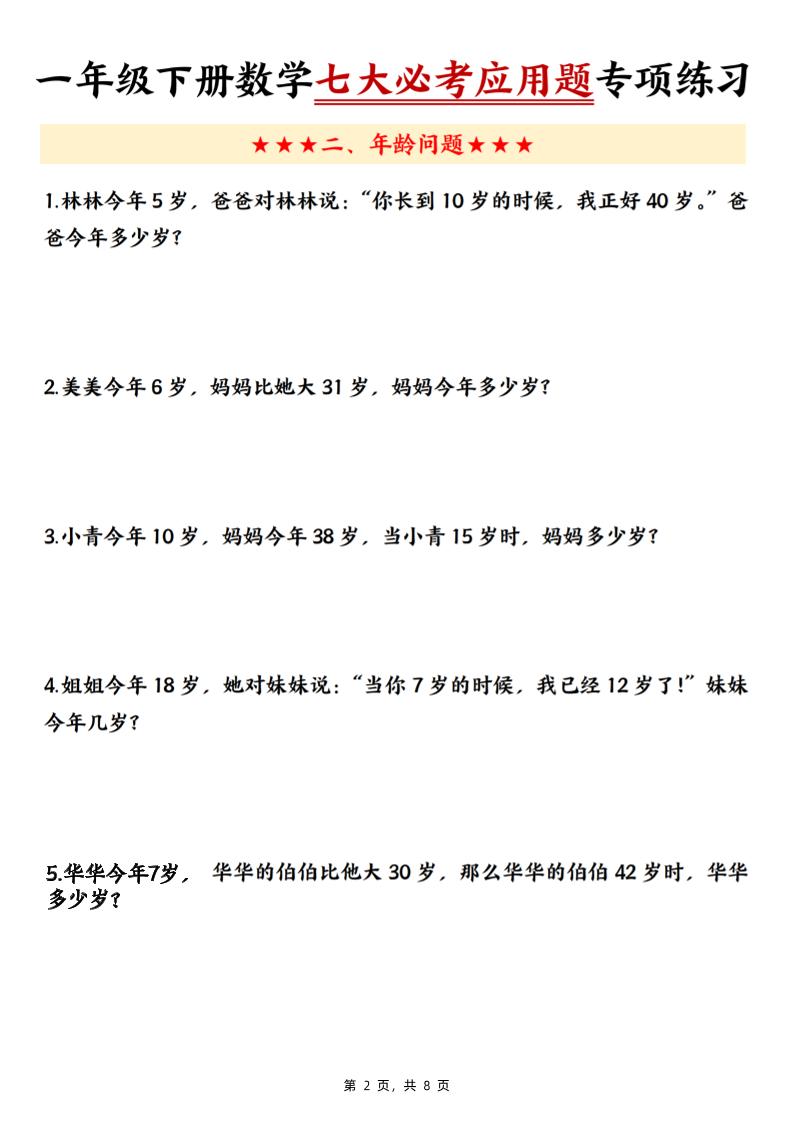 新一下数学七大必考应用题专项练习（含答案8页）插图1