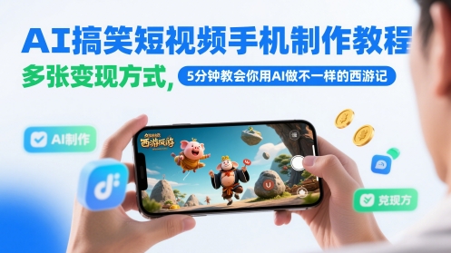 AI搞笑短视频手机制作教程，多张变现方式，5分钟教会你用AI做不一样的西游记 - 卡易购-数字权益卡券营销自助平台-卡易购-数字权益卡券营销自助平台