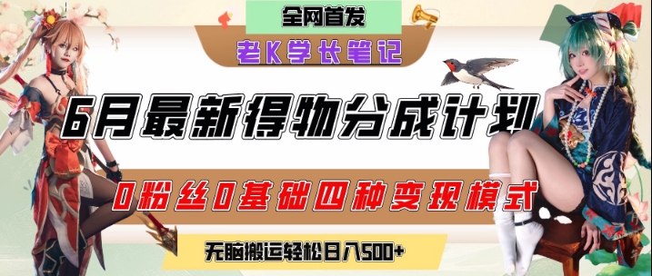 6月份最新得物创作者分成计划2.0玩法，0粉丝0基础四种模式变现，从隐蔽渠道无脑搬运，日入2张 - 卡易购-数字权益卡券营销自助平台-卡易购-数字权益卡券营销自助平台