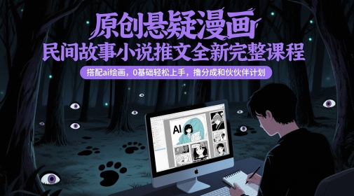 原创悬疑漫画民间故事小说推文全新完整课程， 搭配ai绘画，0基础轻松上手，撸分成和伙伴计划 - 卡易购-数字权益卡券营销自助平台-卡易购-数字权益卡券营销自助平台
